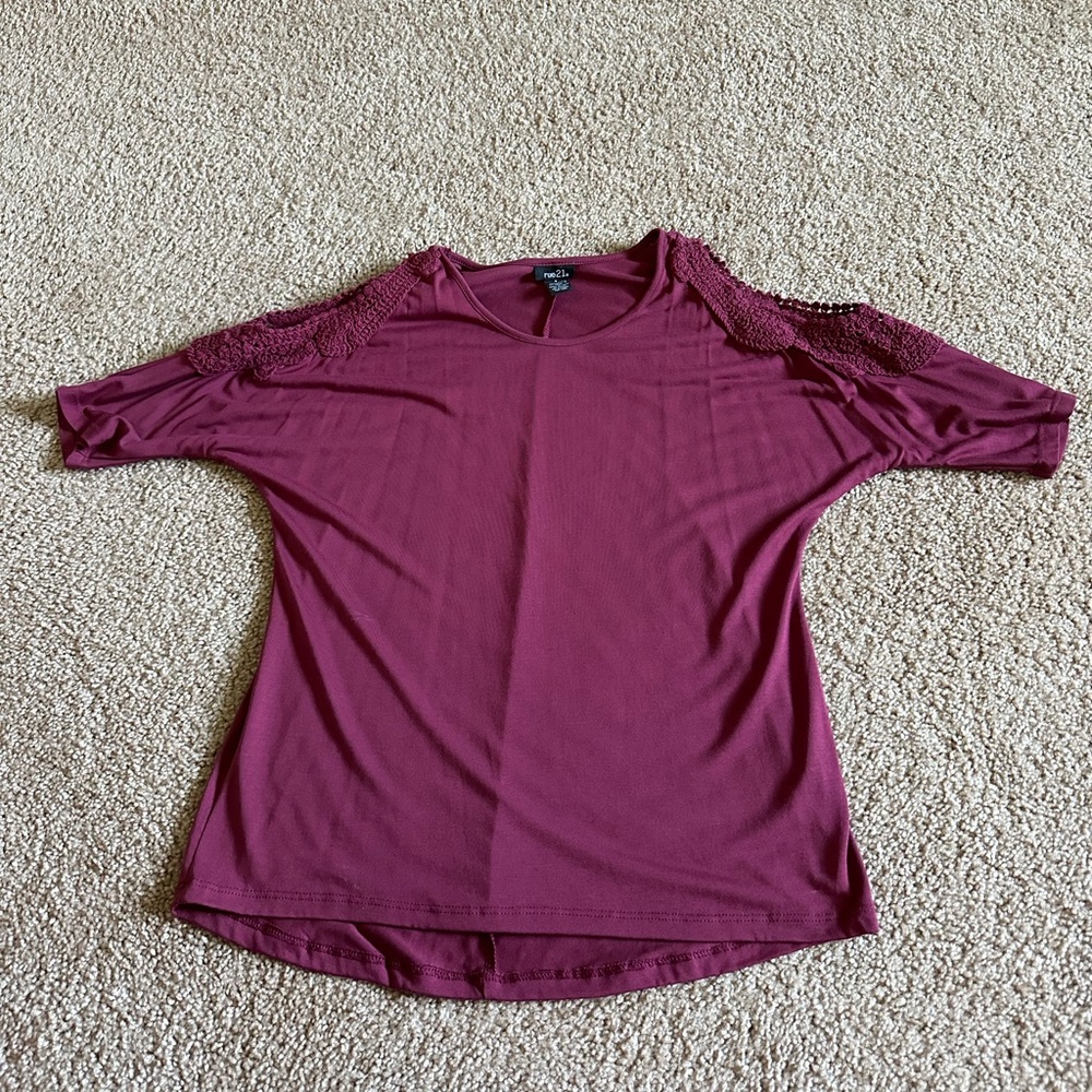 Red top with cut out shoulders